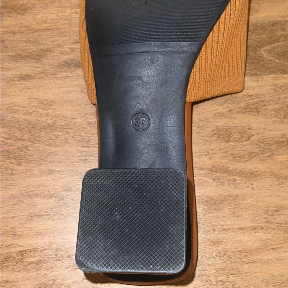 4 for $40 - Tan Leather Mules with Textured Strap - Picture 7 of 15